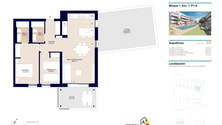Apartment de 2 chambres à San Juan, Spain No. 3252